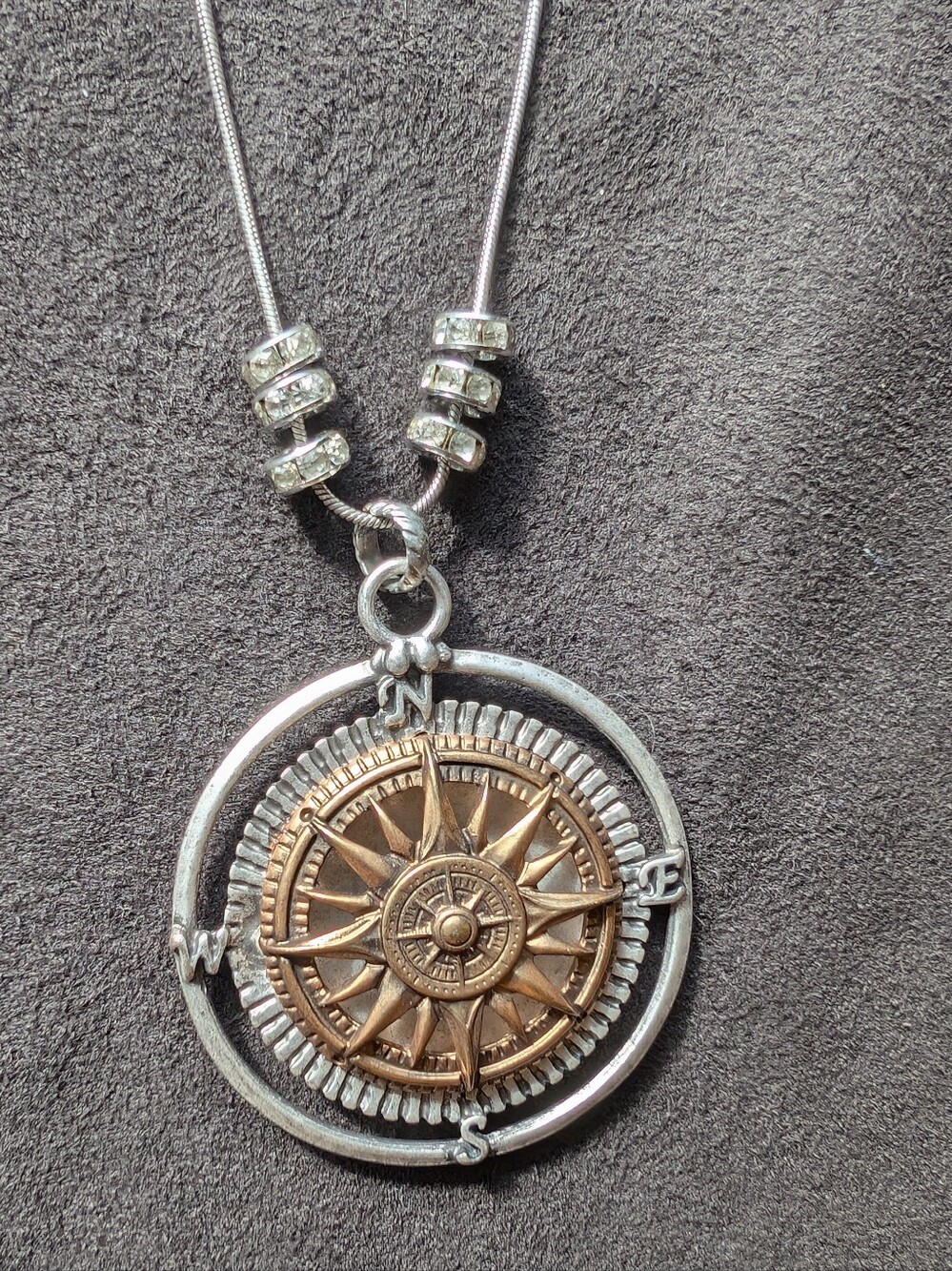 NWT Patricia Nash Two-Tone Compass Pendant Necklace